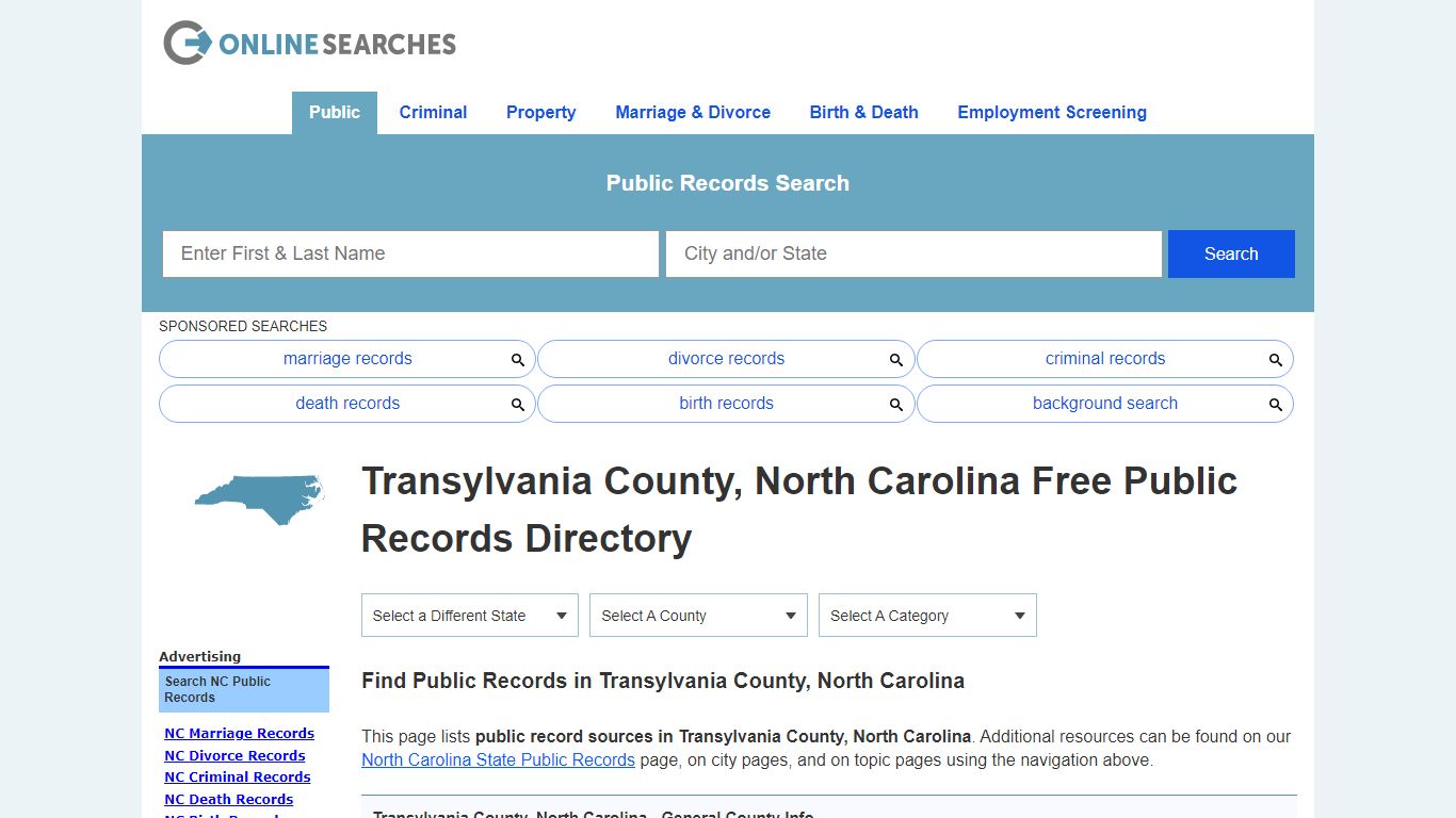 Transylvania County, North Carolina Public Records Directory